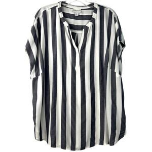 Ava & Viv Women's Tunic Top Gray and White Stripe Print Minimalist Plus Size 2X